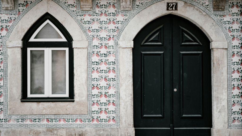 black door with black hardware