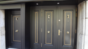 black door with black hardware